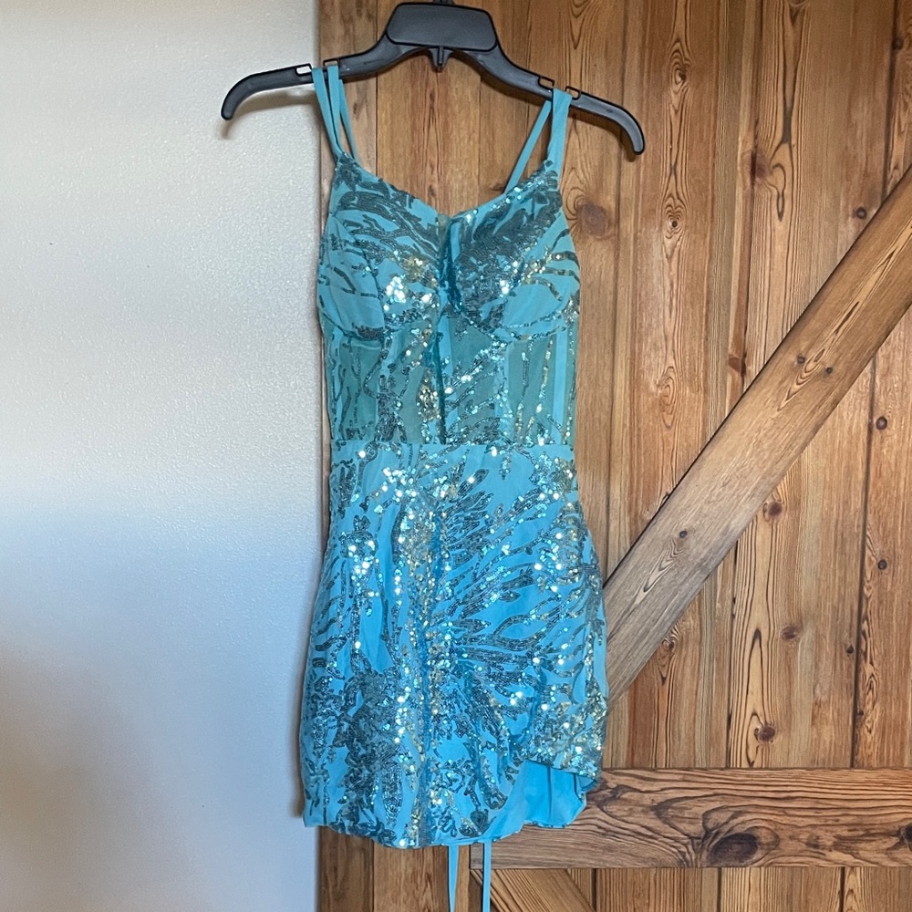 Amazon Blue Sequin Mini Dress
